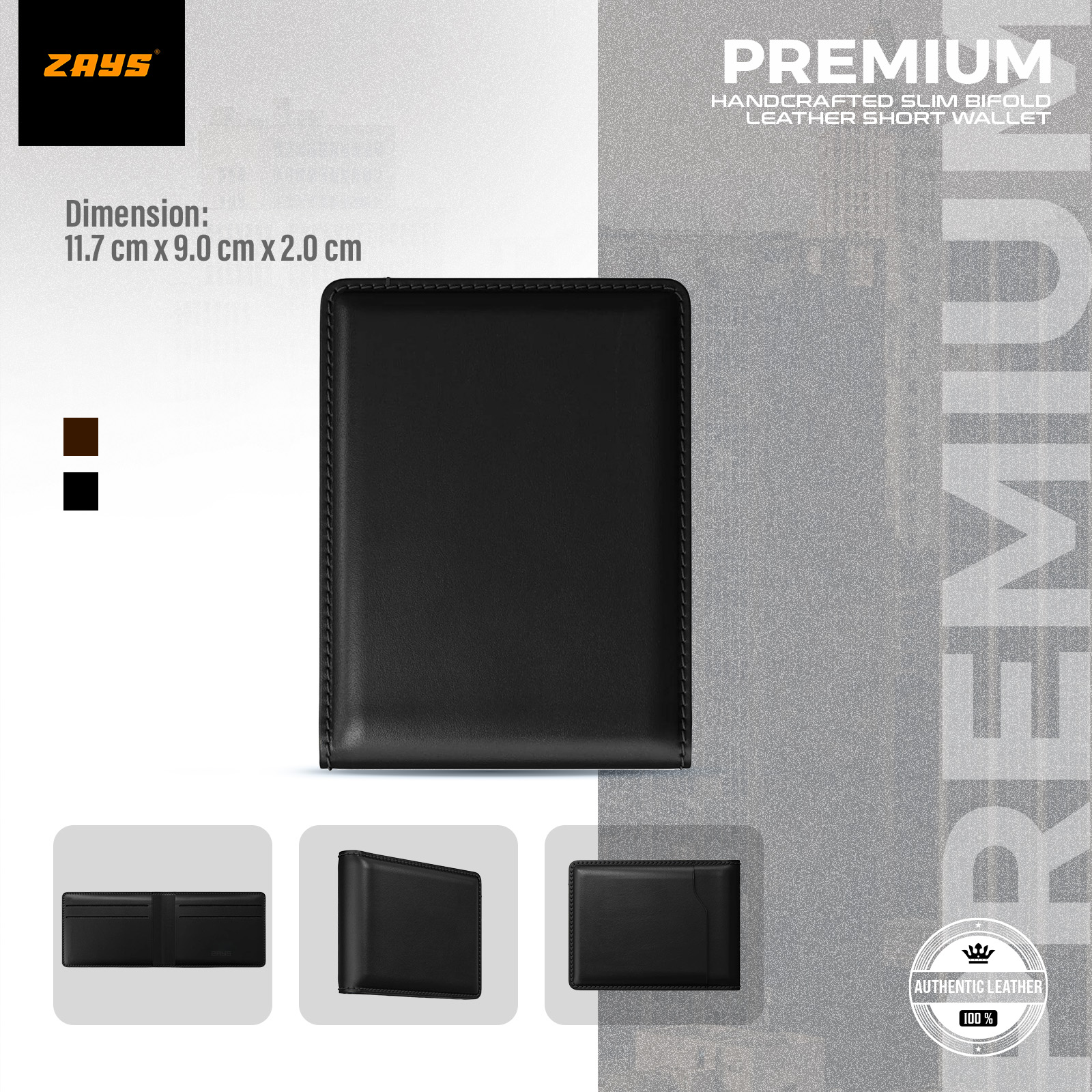 Picture of Zays Handcrafted Premium Leather Bifold Wallet – Slim, Durable & Stylish Short Wallet for Men & Women – Top-Grain Leather, Compact & Lightweight