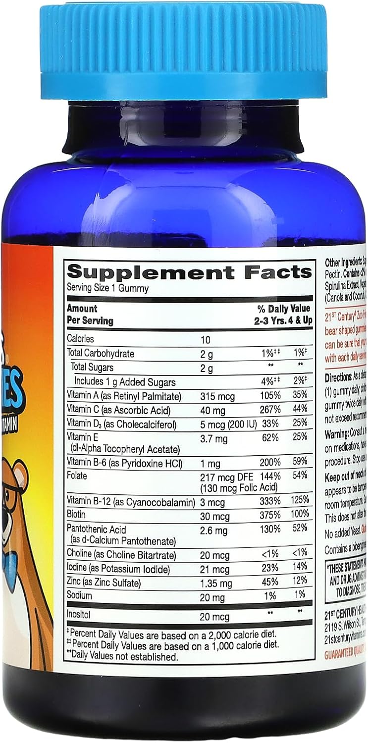 Picture of 21st Century Zoo Friends Multi Gummies Plus Extra C Fruit Flavors 60 Count