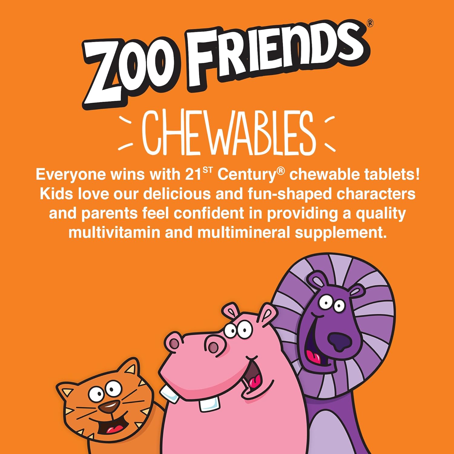 Picture of 21st Century Zoo Friends with Extra C 60 Chewable Tablets