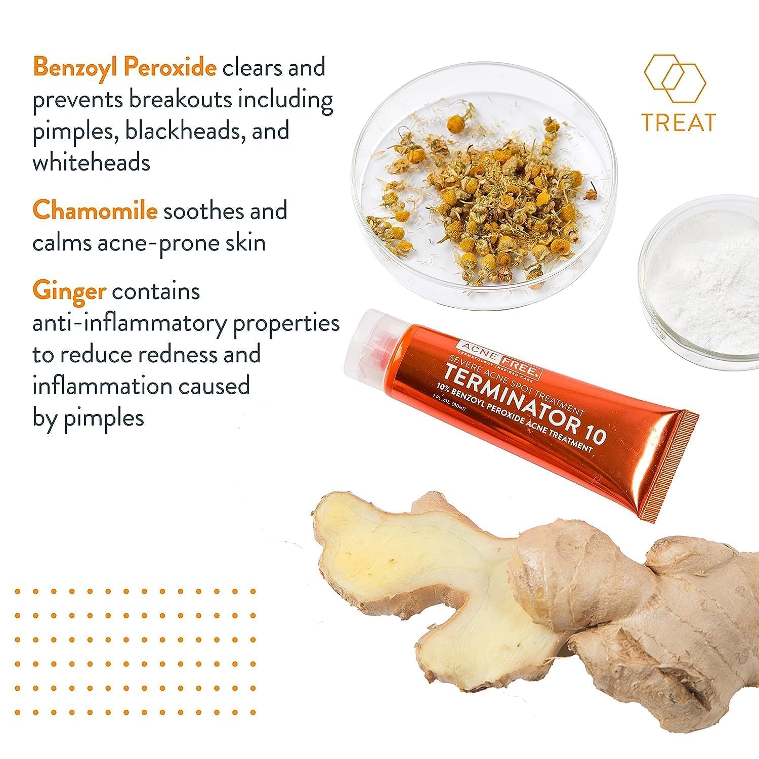 Picture of AcneFree Terminator 10 Acne Spot Treatment with Benzoyl Peroxide 10% Maximum Strength Acne Cream Treatment - 60 ml