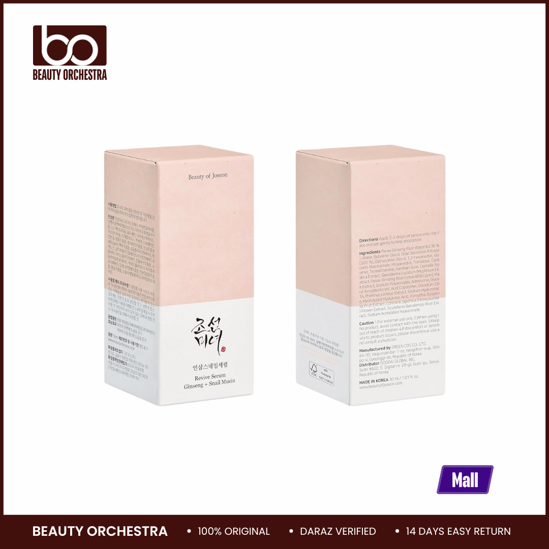 Picture of Beauty of Joseon Revive Snail Mucin Ginseng Serum Hydrating Peptide Facial Moisturizer Dark Spot Acne Scar Remover 30ml