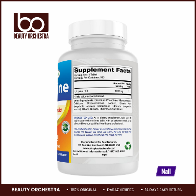 Picture of Best Naturals L-Lysine 1000mg - 180 Tablets