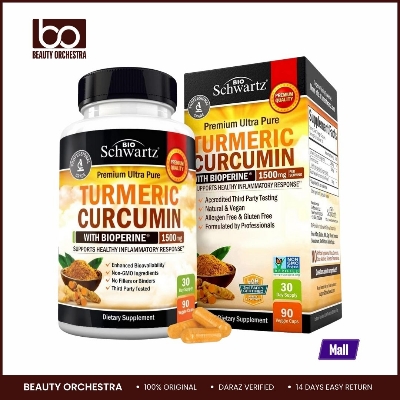 Picture of Bio Schwartz Turmeric Curcumin with Black Pepper Extract 1500mg - High Absorption Ultra Potent Turmeric Supplement with 95% Curcuminoids and BioPerine - Non GMO Tumeric Capsules for Joint Support - 90 Capsules