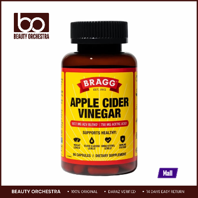 Picture of Bragg Apple Cider Vinegar Capsules - Vitamin D3 & Zinc - 750mg of Acetic Acid - 90 Capsules