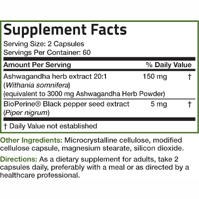 Picture of Bronson Ashwagandha Extra Strength 3000 mg - 120 Veg Capsules