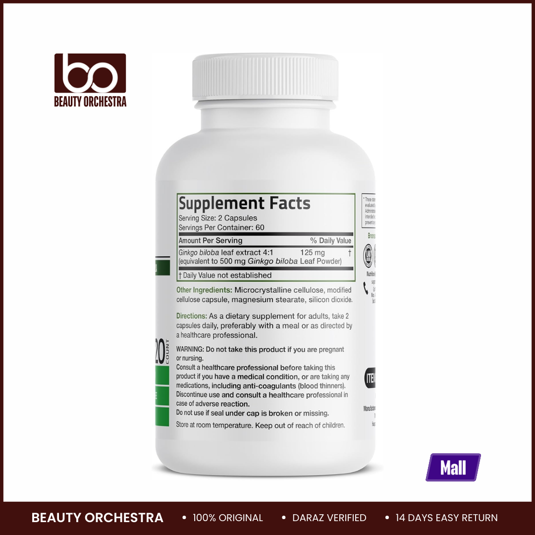 Picture of Bronson Ginkgo Biloba 500mg Extra Strength – 120 Capsules