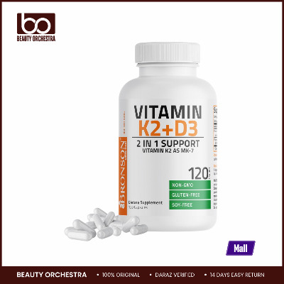 Picture of Bronson Vitamin K2 (MK7) with D3 Supplement Formula 5000 IU Vitamin D3 & 90 mcg K2 MK-7 120 Capsules