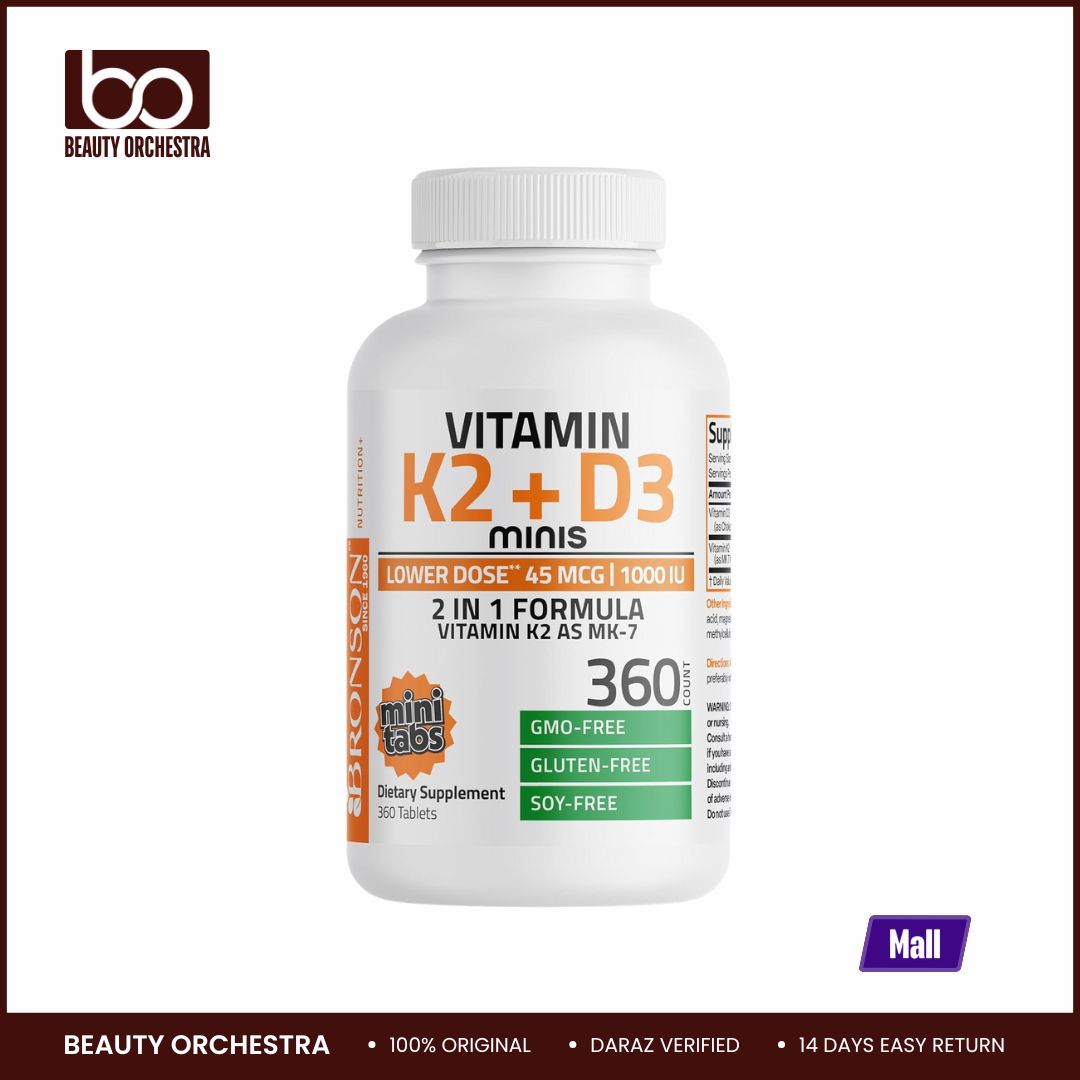 Picture of Bronson Vitamin K2 + D3 Minis (MK7) with D3 Lower Dose 45mcg & 1000 IU - 360 Tablets