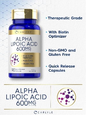 Picture of Carlyle Alpha Lipoic Acid 600mg | Plus Biotin Optimizer | 90 Capsules | Non-GMO & Gluten Free Supplement