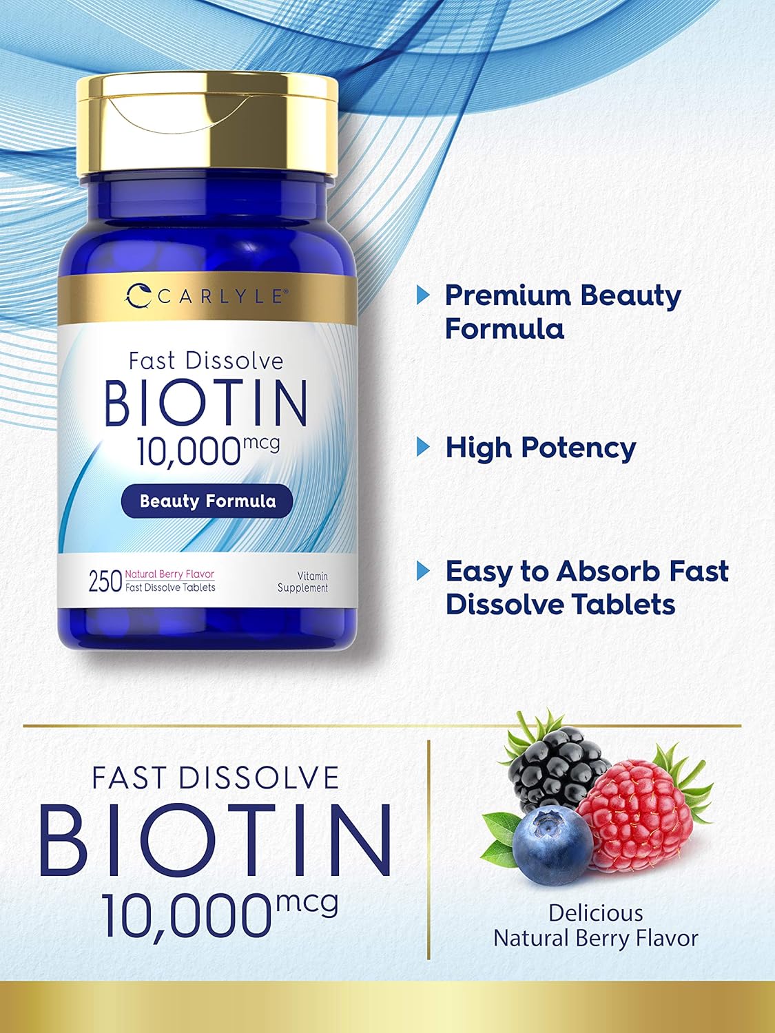 Picture of Carlyle Biotin 10000mcg 250 Fast Dissolve Tablets