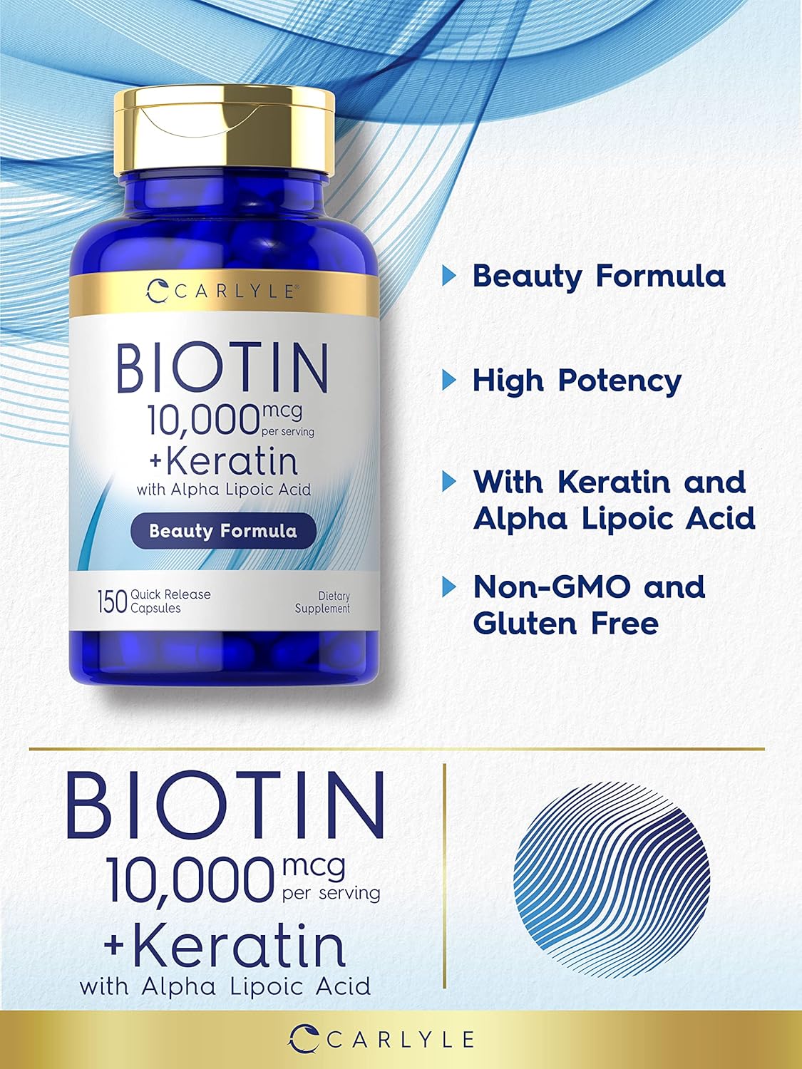 Picture of Carlyle Biotin 10000mcg Beauty Formula with Keratin 150 Capsules