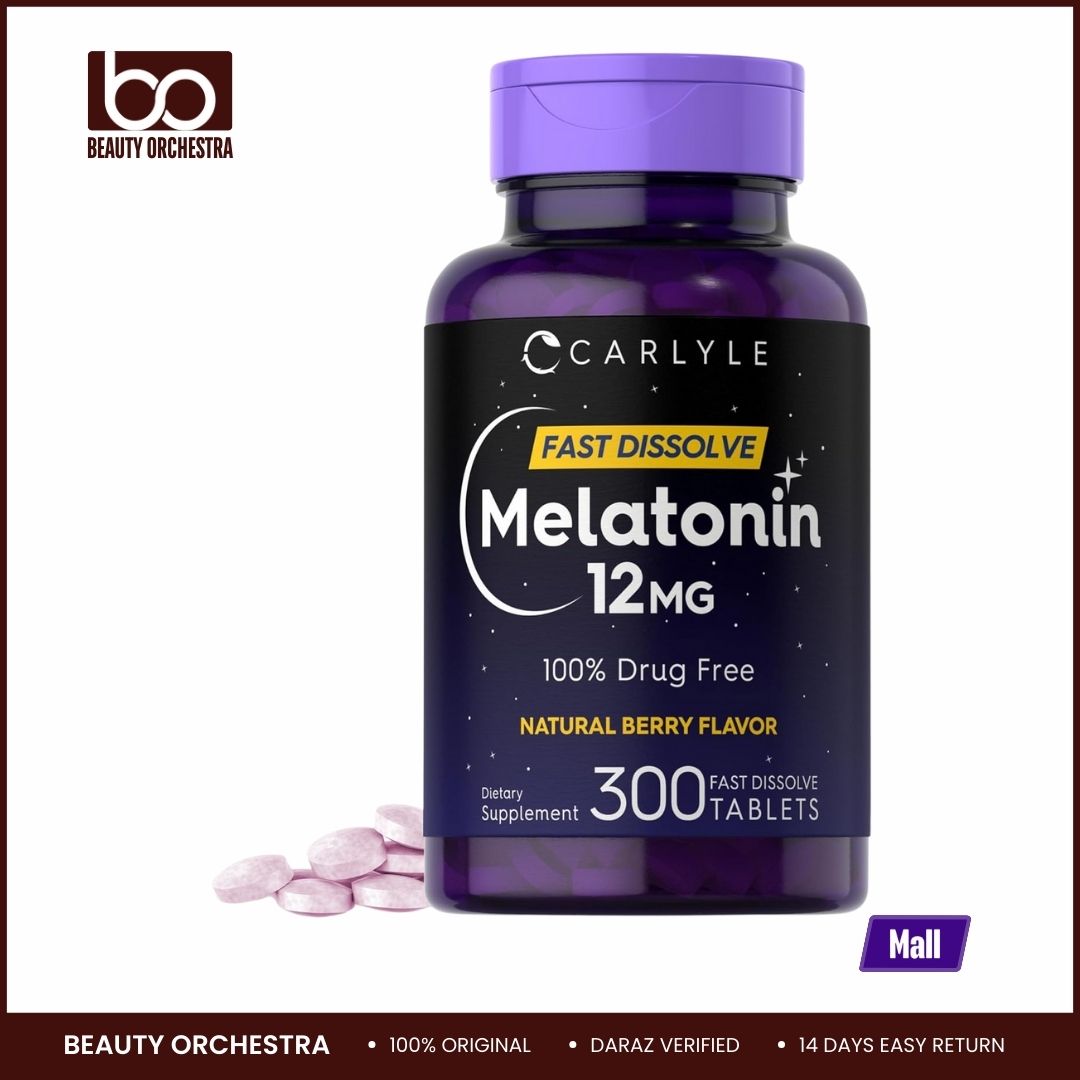 Picture of Carlyle Melatonin 12 mg Fast Dissolve 300 Tablets | Drug Free | Natural Berry Flavor | Vegetarian Non-GMO Gluten Free