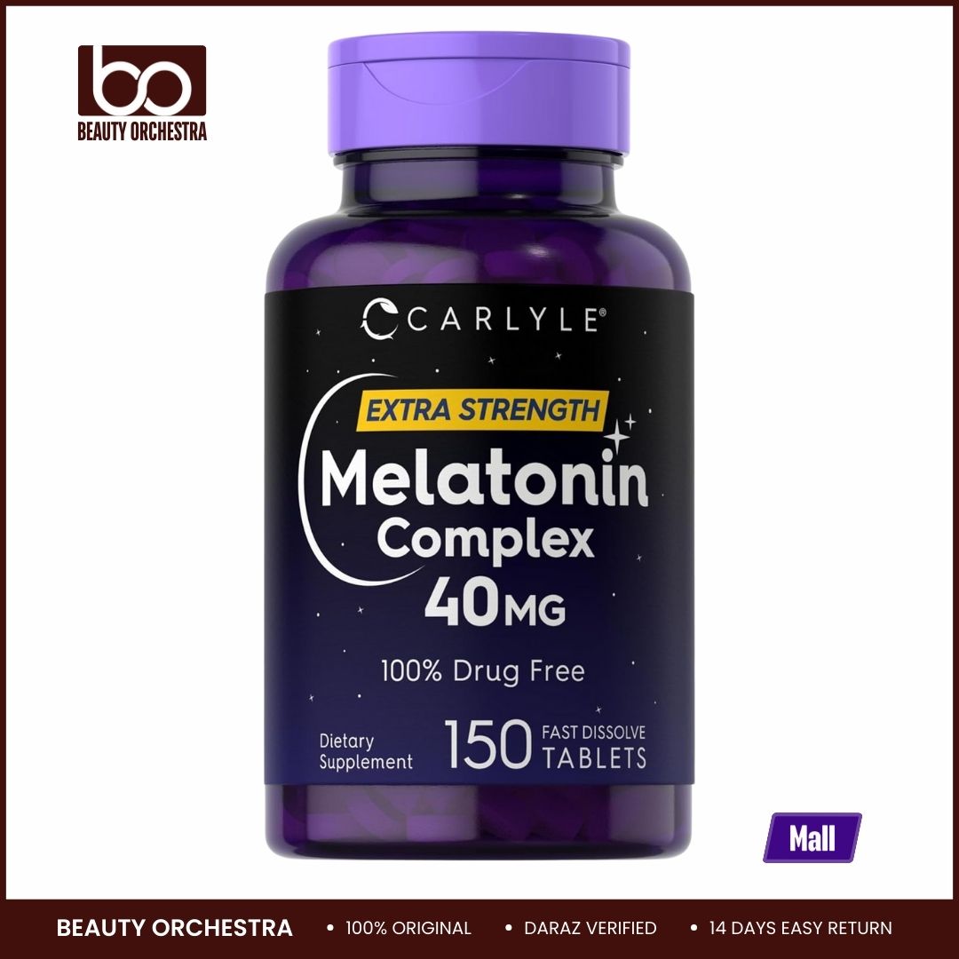 Picture of Carlyle Melatonin 40mg Complex | 150 Fast Dissolve Tablets | Extra Strength Support | with Ashwagandha and Chamomile | Vegetarian, Non-GMO, Gluten Free Supplement