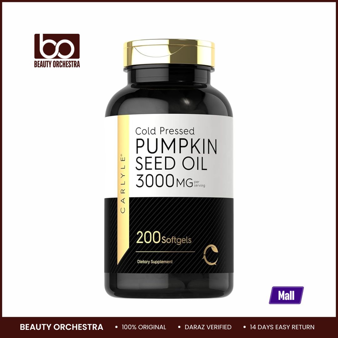 Picture of Carlyle Pumpkin Seed Oil | 3000mg | 200 Softgel Capsules | Non-GMO and Gluten Free Formula | Cold Pressed Dietary Supplement