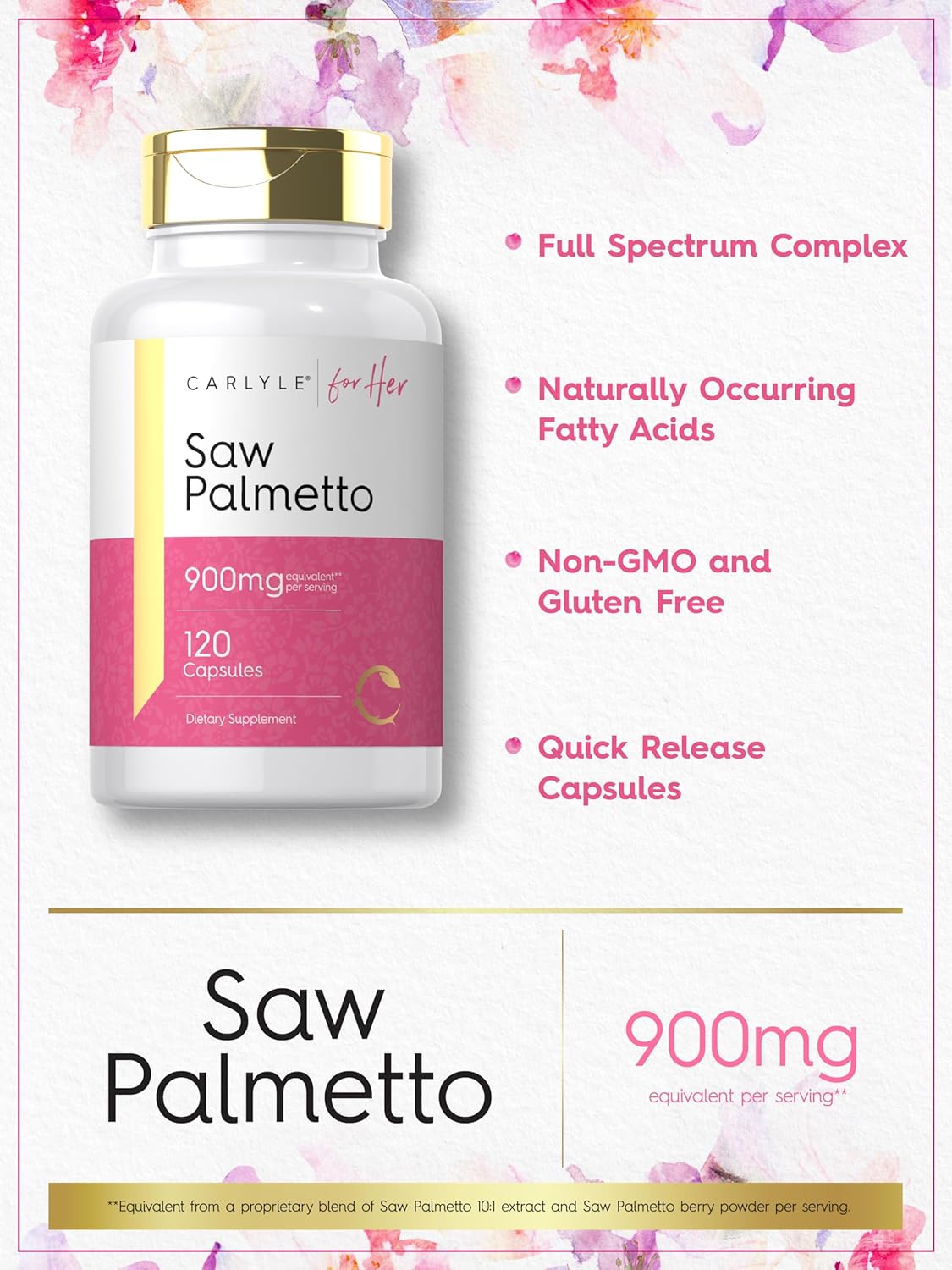 Picture of Carlyle Saw Palmetto for Women 900mg 120 Capsules