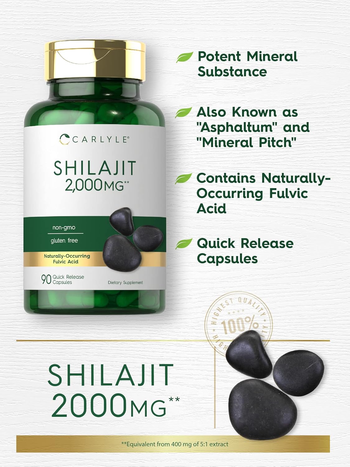 Picture of Carlyle Shilajit Capsules 2000mg 90 Count