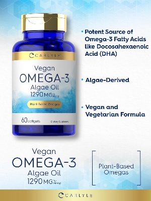 Picture of Carlyle Vegan Omega 3 Algae Oil 1290 mg 60 Softgels