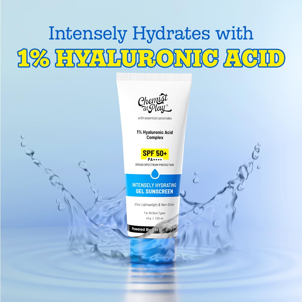 Picture of Chemist at Play Intensely Hydrating Gel Sunscreen SPF 50+ PA++++ With Hyaluronic Acid & Ceramides for Normal, Dry, Oily, Combination skin types 45gm
