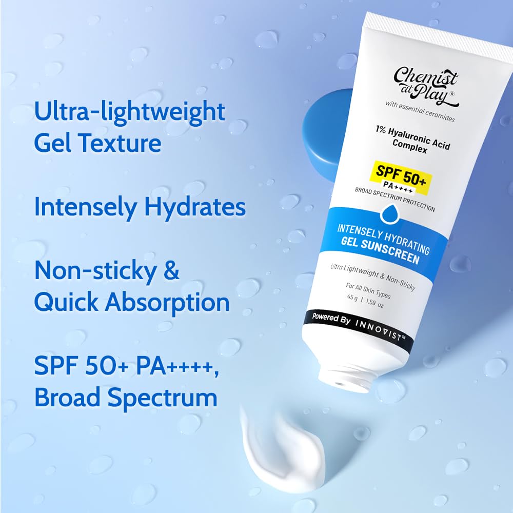 Picture of Chemist at Play Intensely Hydrating Gel Sunscreen SPF 50+ PA++++ With Hyaluronic Acid & Ceramides for Normal, Dry, Oily, Combination skin types 45gm