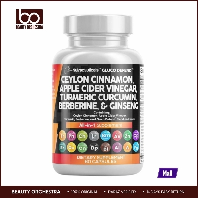 Picture of Clean Nutraceuticals Ceylon cinnamon apple cider vinegar turmeric curcumin berberine & ginseng 60 capsules