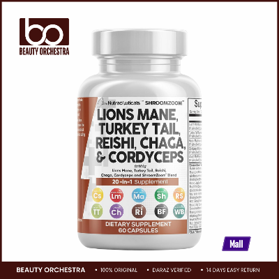 Picture of Clean Nutraceuticals Lions Mane 3000mg 20in1 Mushroom Supplement with Turkey Tail 2000mg Reishi 1000mg Cordyceps Chaga 1000mg Maitake Meshima Poria Cocos Shiitake Oyster Porcini Enoki 60 Count