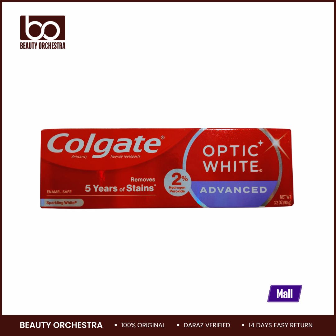 Picture of Colgate Optic White Advanced Hydrogen Peroxide Toothpaste 90gm (USA), Teeth Whitening Toothpaste Pack Enamel-Safe Formula Helps Remove Tea 1 Pack (Made In USA)