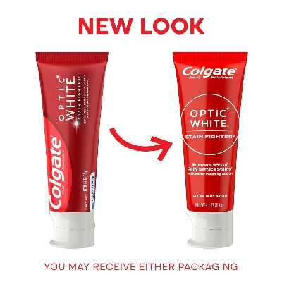 Picture of Colgate Optic White Stain Fighter Whitening Toothpaste (USA) | Clean Mint Flavor Safely Removes Surface Stains, Enamel-Safe for Daily Use Teeth Whitening Toothpaste - 119g (USA)