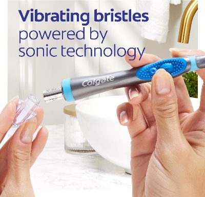 Picture of Colgate Total Advanced 360 Floss Tip Sonic Battery Powered Toothbrush | Pack of 2 | USA
