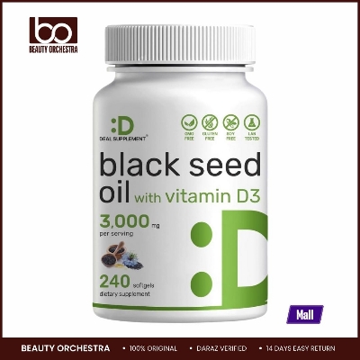Picture of DEAL SUPPLEMENT Black Seed Oil 3000mg with Vitamin D3 2000IU, 240 Softgels | Cold-Pressed Nigella Sativa, Naturally Occurring Thymoquinone (TQ) | Immune, Heart, Joint & Bone Health Support