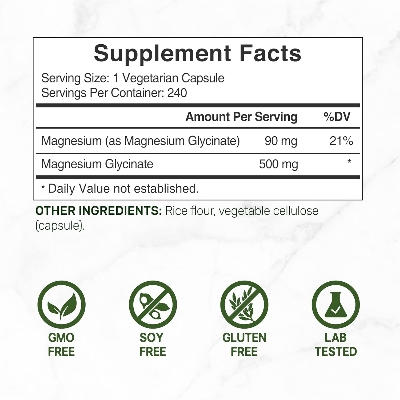 Picture of DEAL SUPPLEMENT Magnesium Glycinate 500mg 240 Veggie Capsules