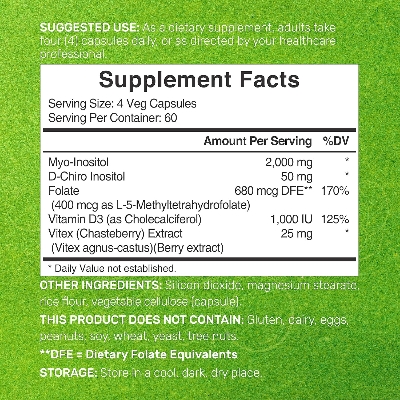 Picture of Deal supplement Myo-Inositol & D-Chiro Inositol Supplement (40:1) 2,050mg Per Serving, 240 Veggie Capsules – with Folate, Vitamin D3, & Vitex Complex – Women Health Supplements – Non-GMO