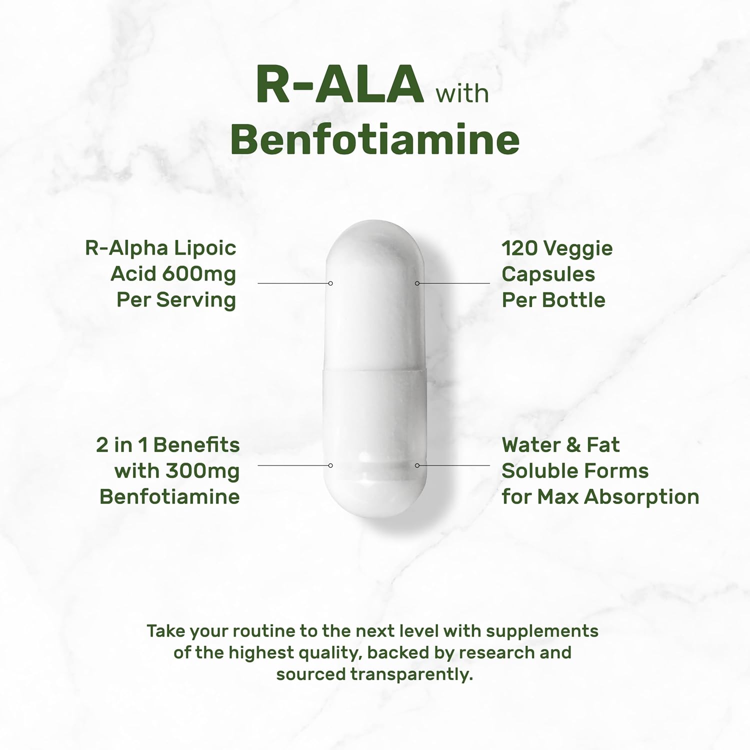 Picture of DEAL SUPPLEMENT R Alpha Lipoic Acid 600mg with Benfotiamine 300mg Per Serving 120 Veggie Capsules