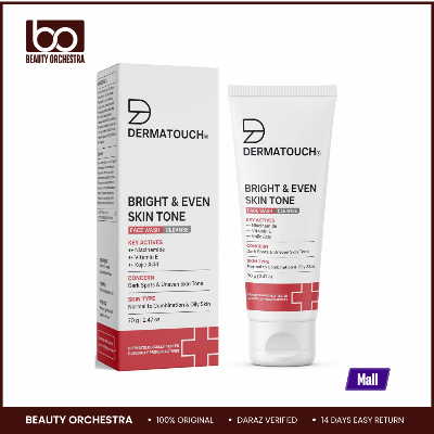 Picture of DERMATOUCH Bright & Even Tone Face Wash with Niacinamide Vitamin E and Kojic Acid Daily Gentle Face Cleanser For Tan Pigmentation Uneven Tone Dark Spot Removal - 70G