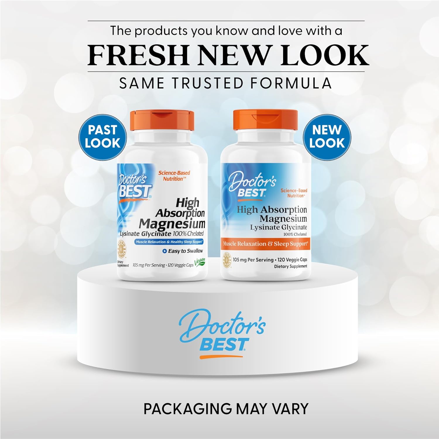 Picture of Doctor's Best High Absorption Magnesium Lysinate Glycinate Easy to Swallow 105 mg Per Serving 120 Capsules