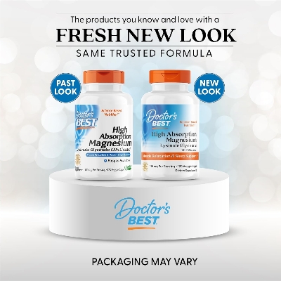 Picture of Doctor's Best High Absorption Magnesium Lysinate Glycinate Easy to Swallow 105 mg Per Serving 120 Capsules