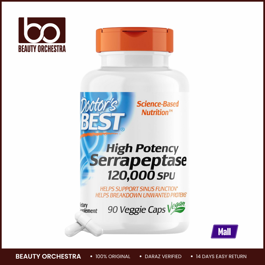 Picture of Doctor's Best High Potency Serrapeptase 120,000 SPU - 90 Veggie Capsules