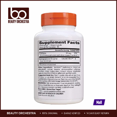 Picture of Doctor's Best High Potency Serrapeptase 120,000 SPU - 90 Veggie Capsules