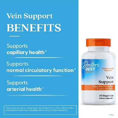 Picture of Doctors Best Vein Support Supports Circulation & Arterial Health Vegan 60 Veggie Caps