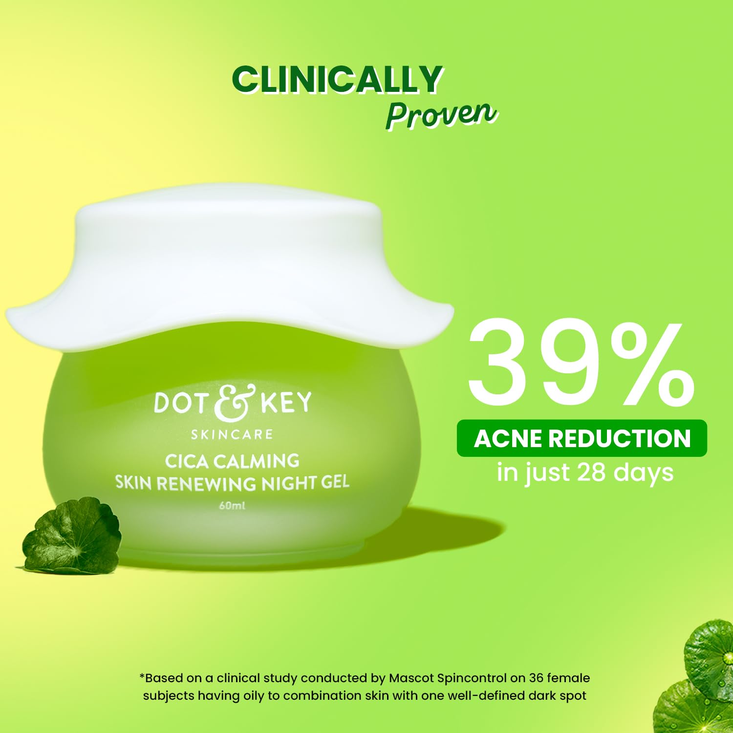 Picture of Dot & Key CICA Calming Skin Renewing Night Gel For Oily, Acne Prone And Sensitive Skin Night Cream with Niacinamide Green Tea & Hyaluronic 25ml