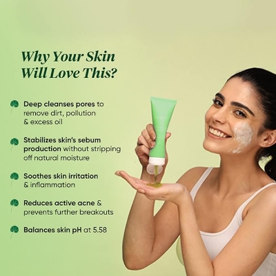 Picture of Dot & Key CICA Face Wash for Acne Prone Skin, 2% Salicylic Acid Face Wash with Green Tea | For Oily & Sensitive Skin | Sulphate Free Face Wash for Men & Women | Oil Control Face Wash with Zinc | 100ml