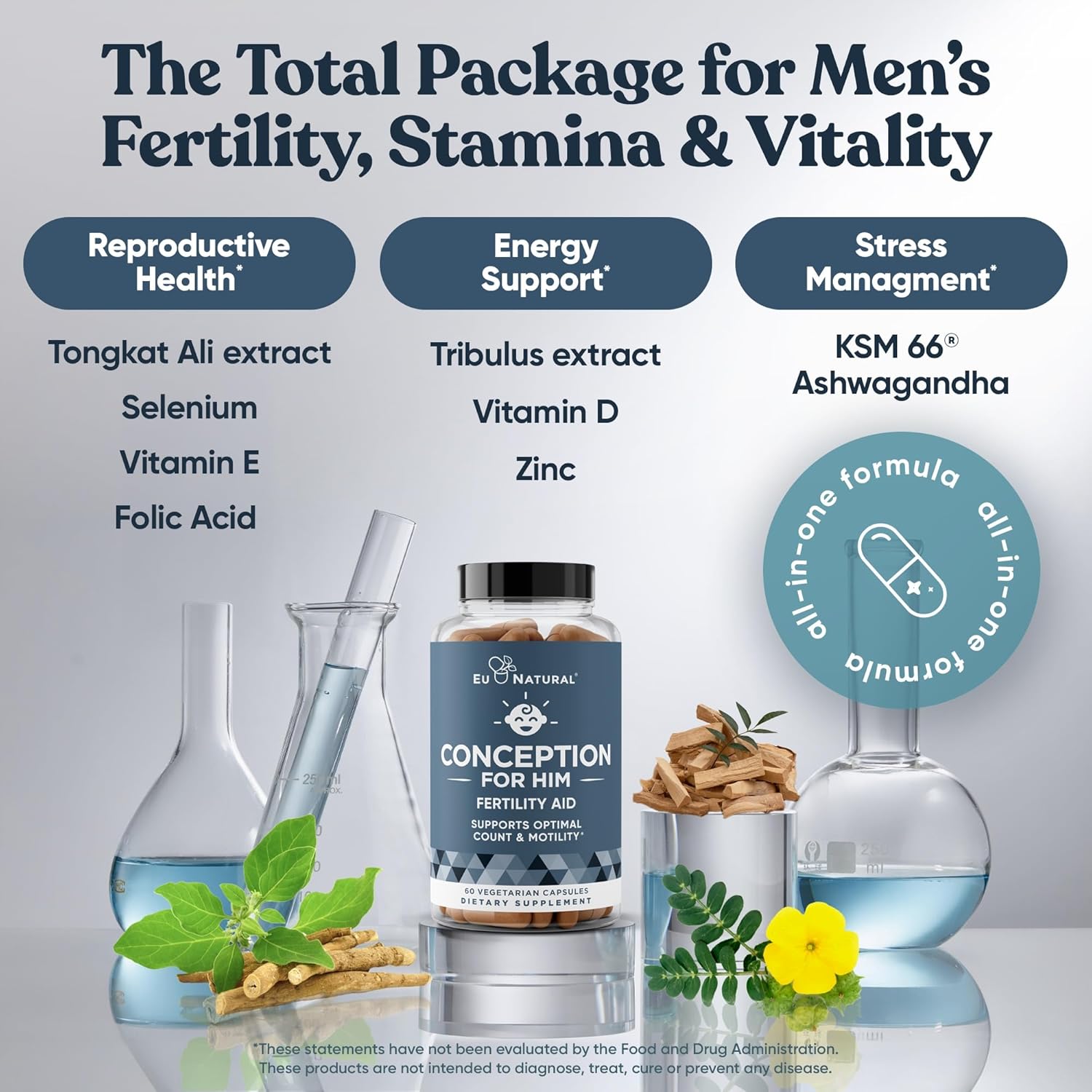 Picture of Eu Natural Conception For Him – Fertility Supplements for Men, Male Fertility Booster & Prenatal – 60 Veg Soft Capsules