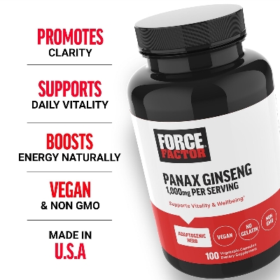 Picture of FORCE FACTOR Panax Ginseng 1000 mg 100 Capsules