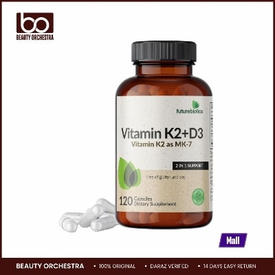 Picture of Futurebiotics Vitamin K2 (MK7) with D3 Supplement 5000 IU Vitamin D3 & 90 mcg Vitamin K2 MK-7 120 Vegetarian Capsules