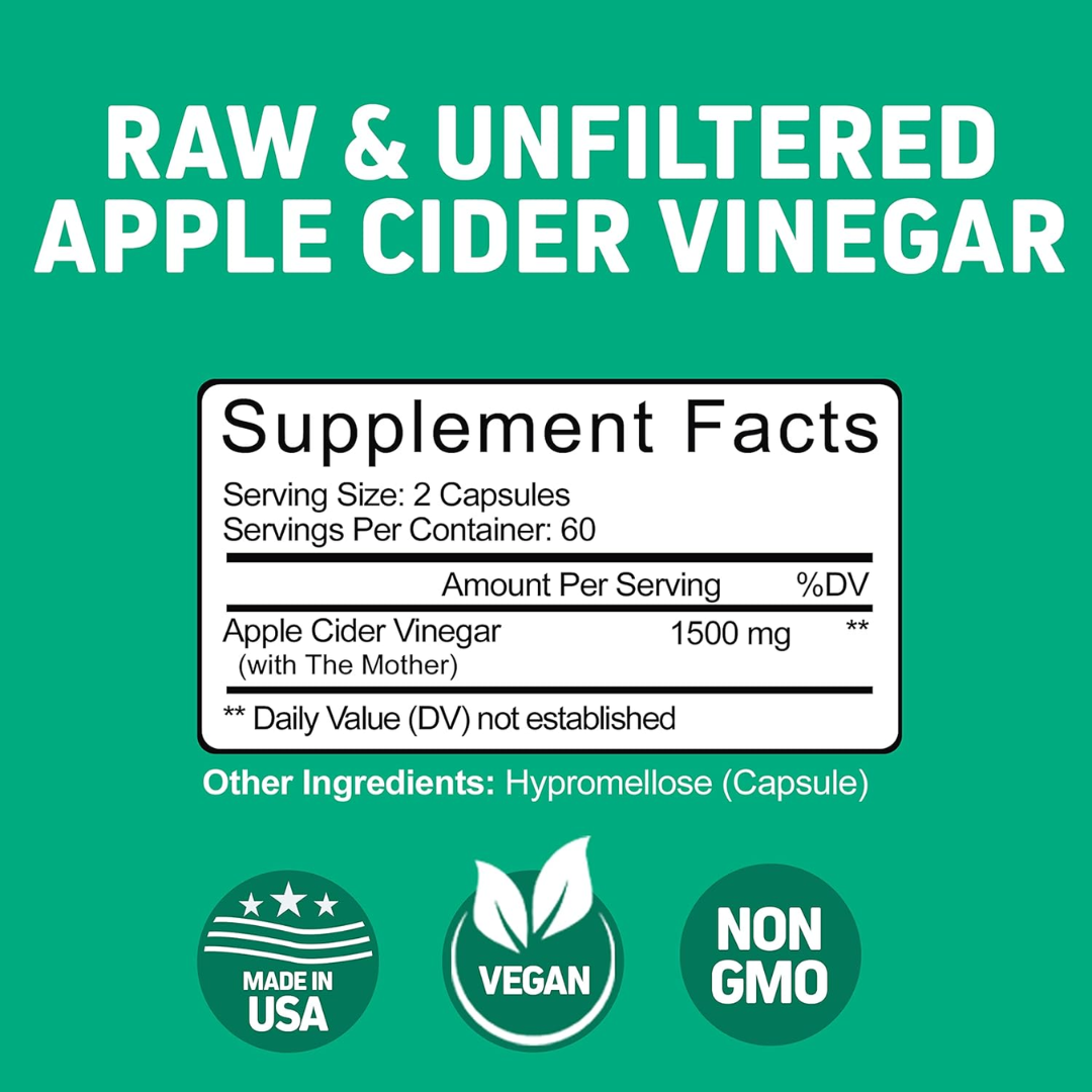 Picture of Herbtonics Raw Apple Cider Vinegar 1500mg - 120 Veg Tablets