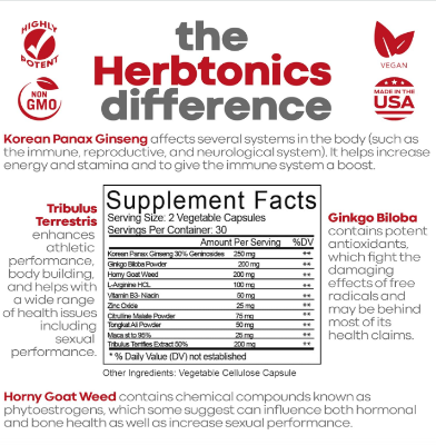 Picture of Herbtonics Strengthtonic Testosterone Booster for Men Male Enhancing Pills - 60 Capsules