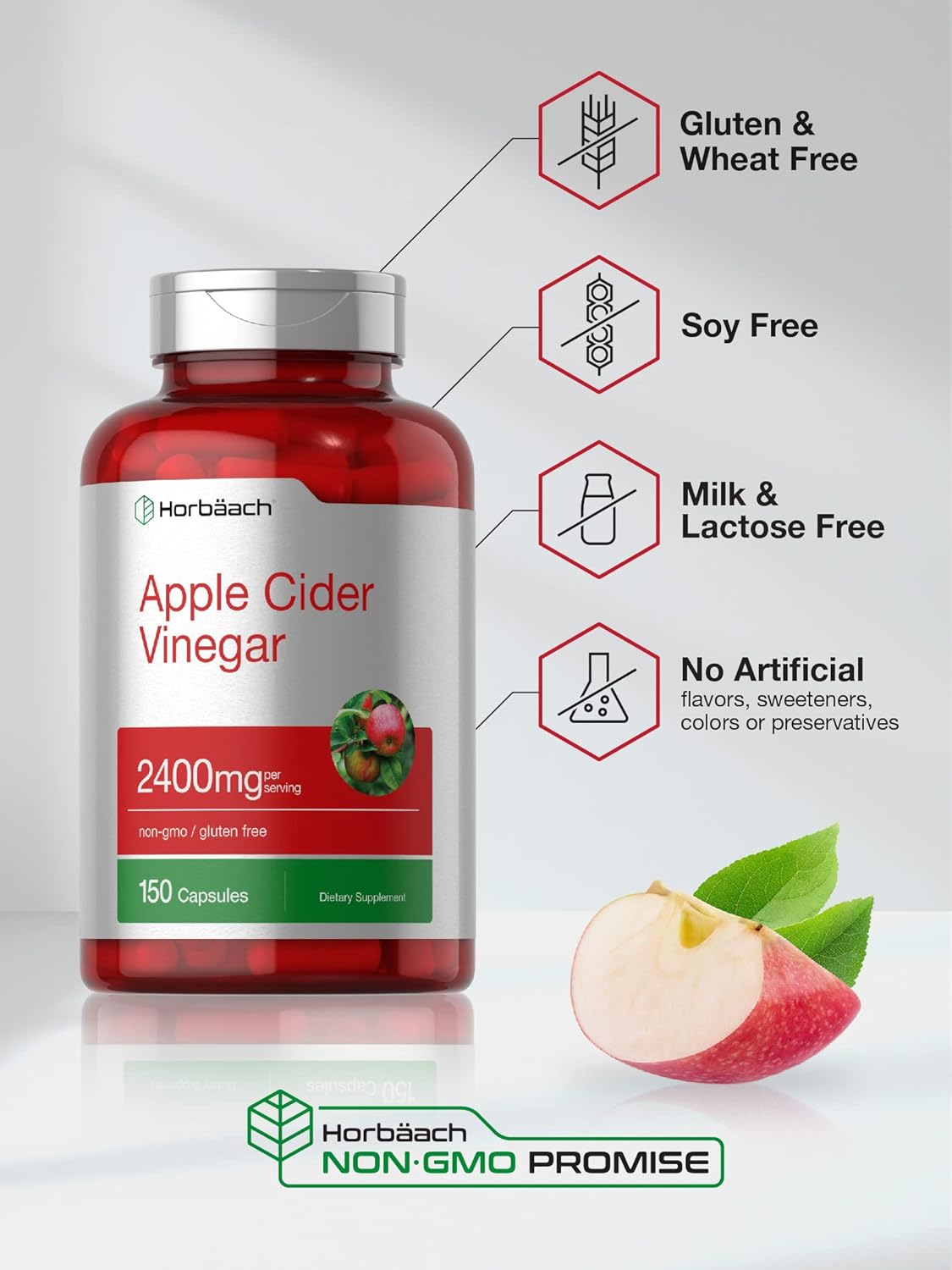 Picture of Horbaach Apple Cider Vinegar Capsules 2400mg 150 Capsules