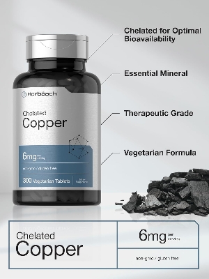 Picture of Horbaach Chelated Copper Supplement 6mg 300 Tablets