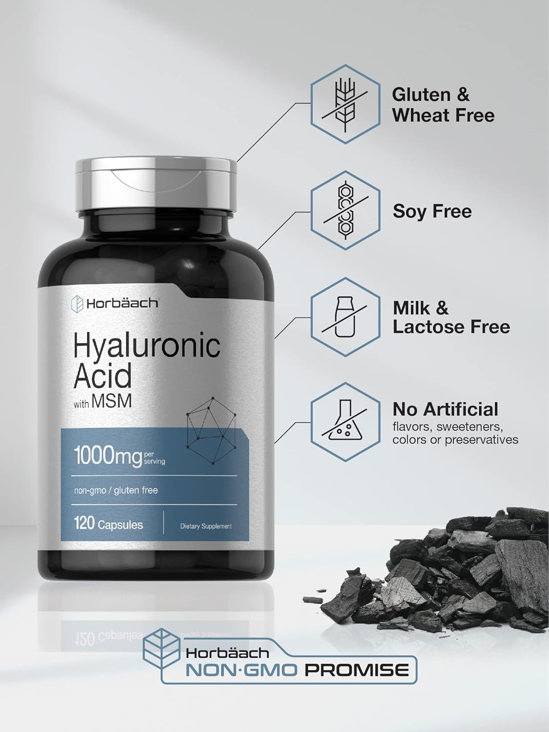 Picture of Horbaach Hyaluronic Acid with MSM 1000 mg 120 Capsules