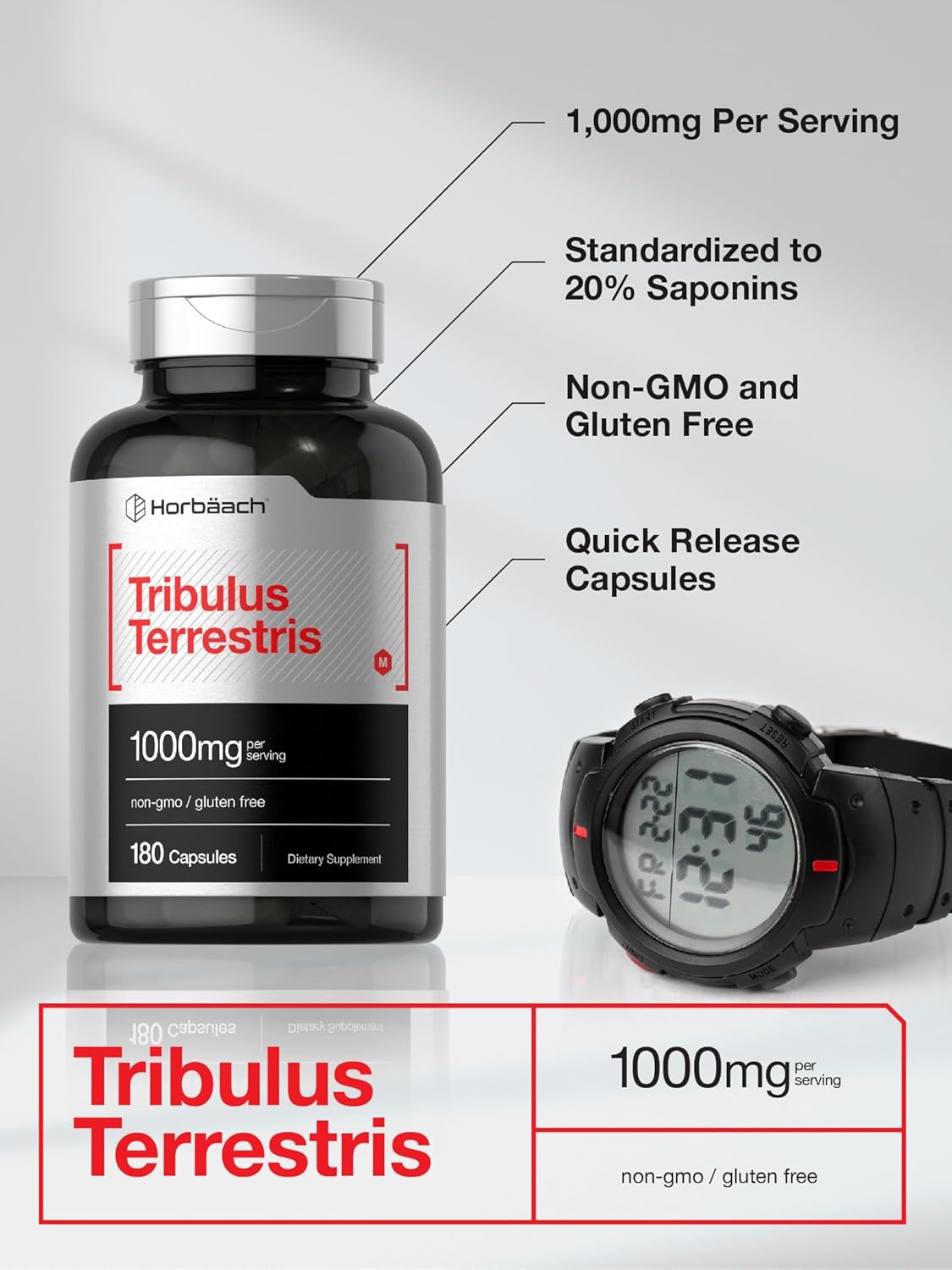 Picture of Horbaach Tribulus Terrestris for Men 1000mg 180 Capsules