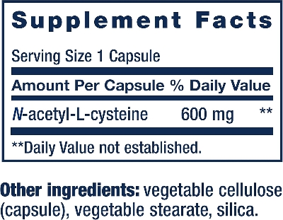 Picture of Life Extension N-Acetyl-L-Cysteine (NAC), Immune, Respiratory, Liver Health, NAC 600 mg, Potent antioxidant Support, Free-radicals, Easy to Absorb.
